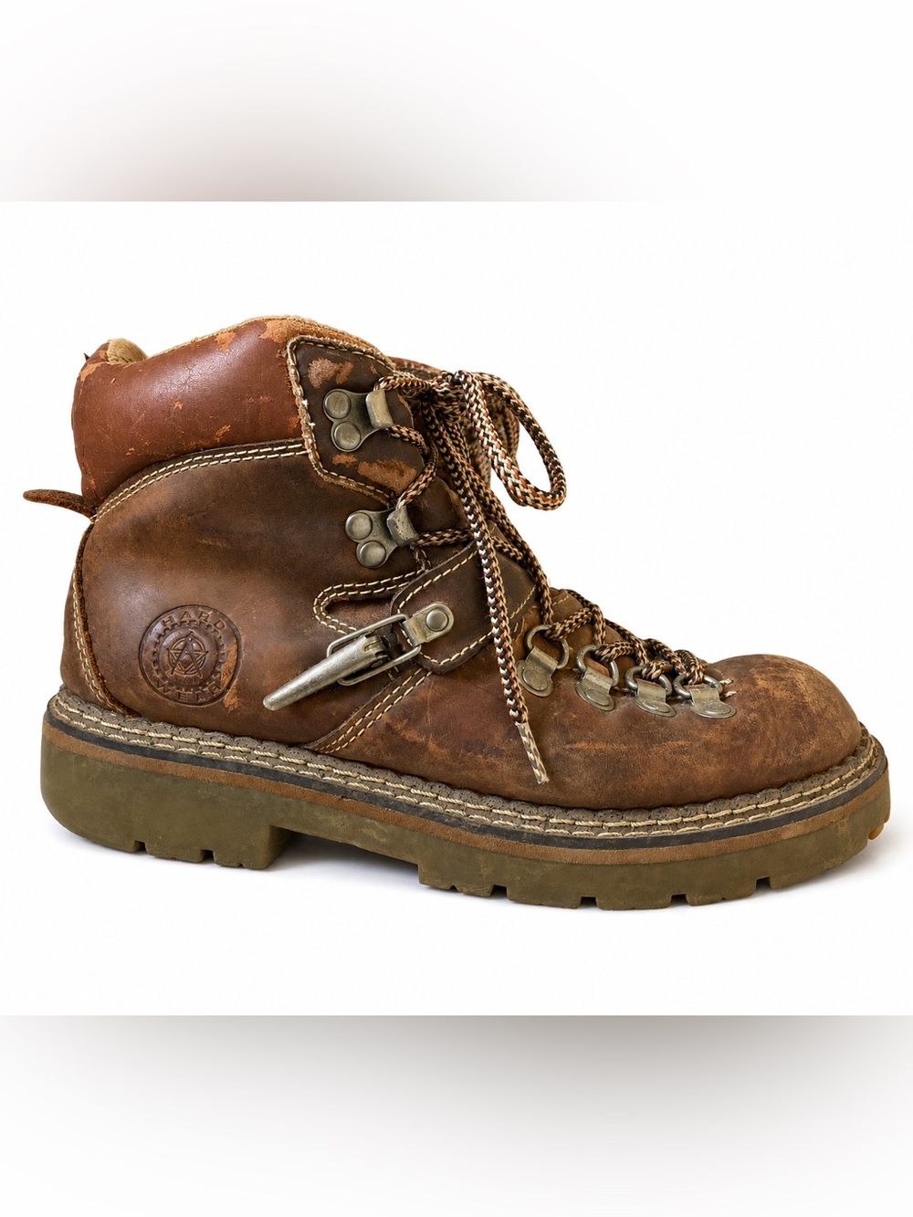 Vintage Candie’s Hard Wear Brown Leather Hiking Boots Y2K Grunge Lug Sole US 9